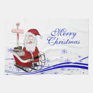 Santa & His Sleigh Christmas Kitchen Tea Towel