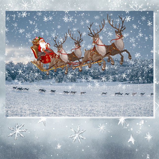 Santa & His Sleigh Christmas Personalise Signature Holiday Card (Creator Uploaded)