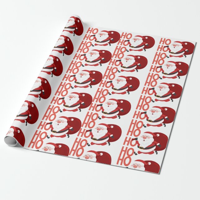 Santa Ho Ho Ho Christmas Wrapping Paper  (Unrolled)