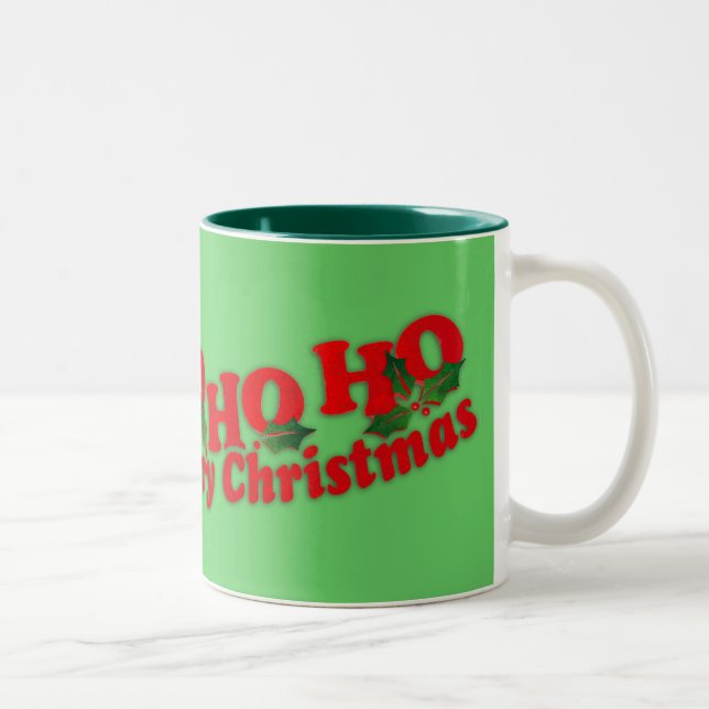 Santa "Ho Ho Ho Merry Christmas" green mug (Right)