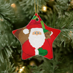 Santa "Ho Ho Ho Merry Christmas" star ornament