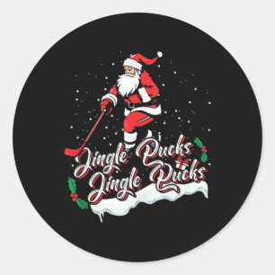 Santa Hockey Player Ice Hockey Xmas Sports Christm Classic Round Sticker