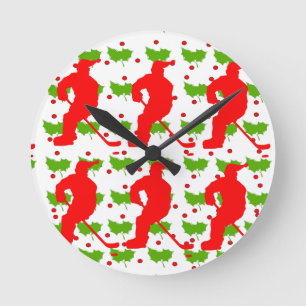 SANTA HOCKEY    ROUND CLOCK