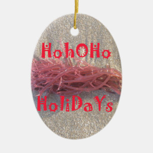 Santa HoHoHo Merry Christmas From Beach colours Ceramic Ornament