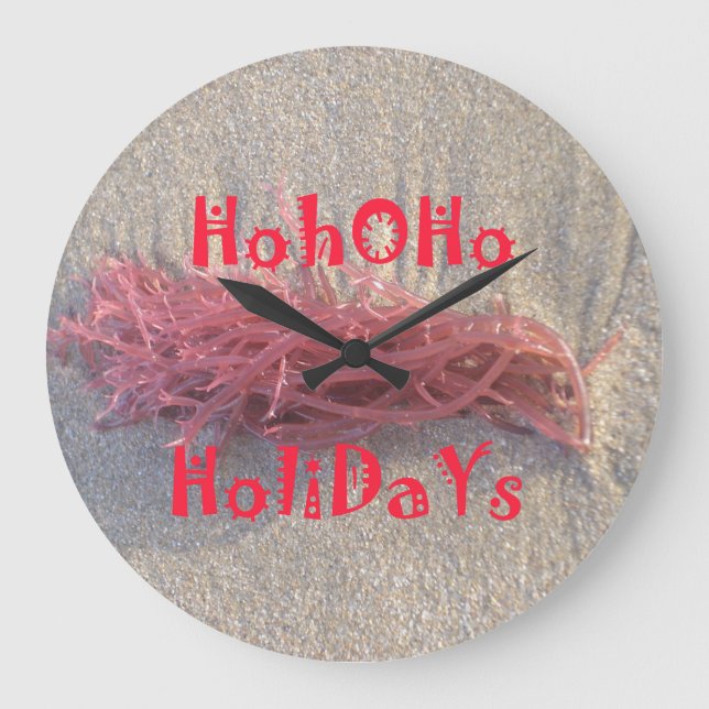 Santa HoHoHo Merry Christmas From Beach colours Large Clock (Front)