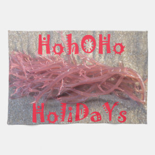 Santa HoHoHo Merry Christmas From Beach colours Tea Towel