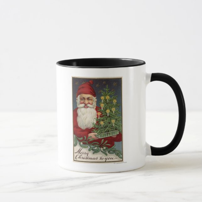 Santa Holding a Candlelit Tree Mug (Right)