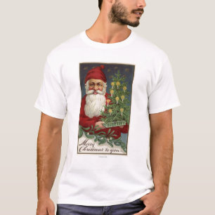 Santa Holding a Candlelit Tree T-Shirt