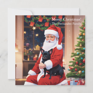 Santa holding a chihuahua holiday card