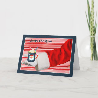 Santa Holding a Kindness Gift with Stripes Card