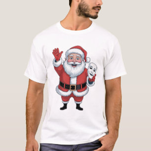 Santa Holding a Mime Face Theatre Christmas Perfor T-Shirt