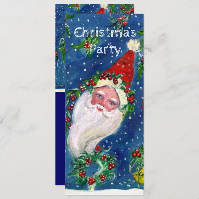 SANTA,HOLLYBERRY CROWNS CHRISTMAS PARTY Programme Invitation (Front/Back)