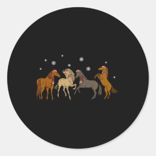 Santa Horse Christmas Tree Light  Classic Round Sticker