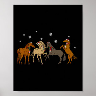 Santa Horse Christmas Tree Light  Poster