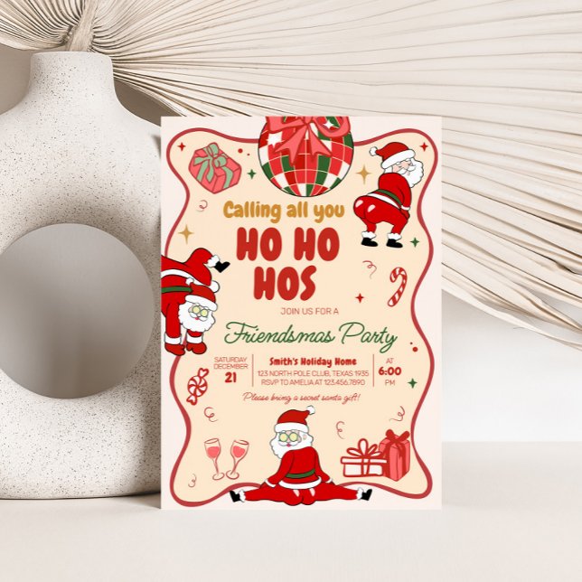 Santa Hos Funny Friendsmas Christmas Party Invitation (Creator Uploaded)