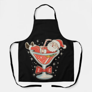 Santa Hot Mess Martini Glass Christmas Xmas Apron