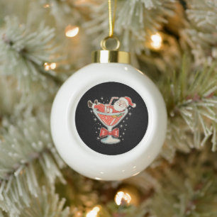 Santa Hot Mess Martini Glass Christmas Xmas Ceramic Ball Christmas Ornament