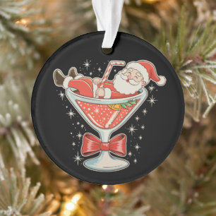 Santa Hot Mess Martini Glass Christmas Xmas Ornament