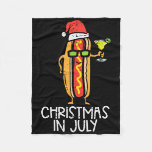 Santa Hotdog Christmas In July Summer Xmas Food Lo Fleece Blanket