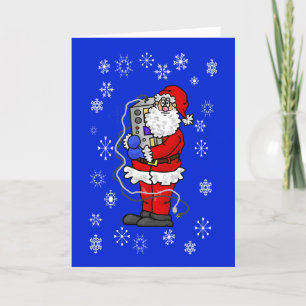 Santa Hugging His Radio Christmas Card