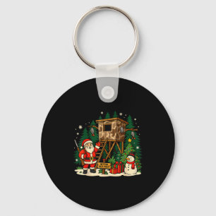 Santa Hunting Cabin Funny Christmas Better Not Ut  Key Ring