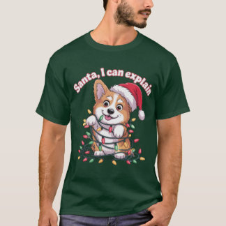 Santa I Can Eplain Cute Corgi Christmas Lights Des T-Shirt