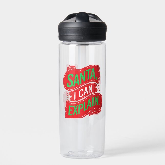 Santa I Can Explain Graphic Digital Art Water Bottle (Front)