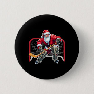 Santa Ice Hockey Goalie Christmas Xmas Costume Men 6 Cm Round Badge