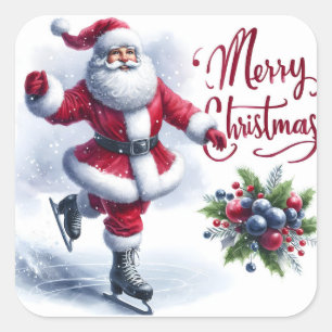 Santa Ice Skating at Winter Fest Square Sticker