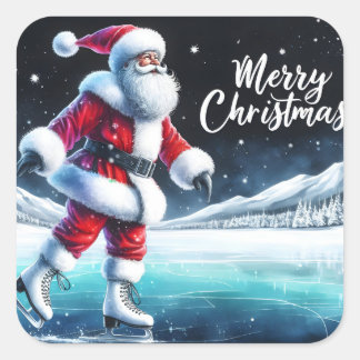 Santa Ice Skating at Winter Fest Square Sticker