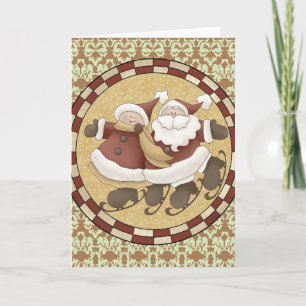 Santa Ice Skating Christmas Card