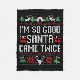 Santa I'm So Good Santa Came Twice Matching Couple Fleece Blanket