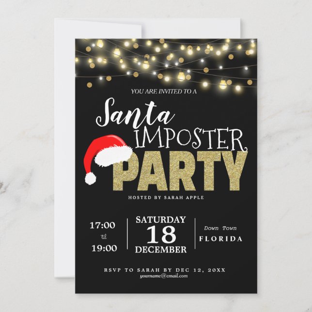 Santa imposter Christmas office fancy dress Invitation (Front)