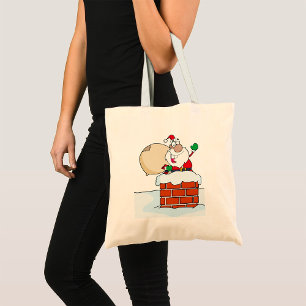 Santa In a Chimney Festive Tote Bag