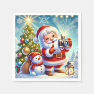Santa in a Festive Christmas Scene Napkin