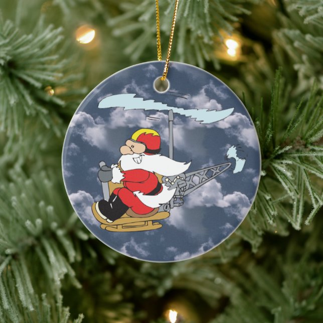 Santa in a Helicopter Ornament (Tree)