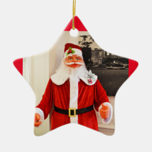 Santa in a star ceramic ornament