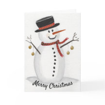 Santa in a Top Hat Watercolor Greeting Card