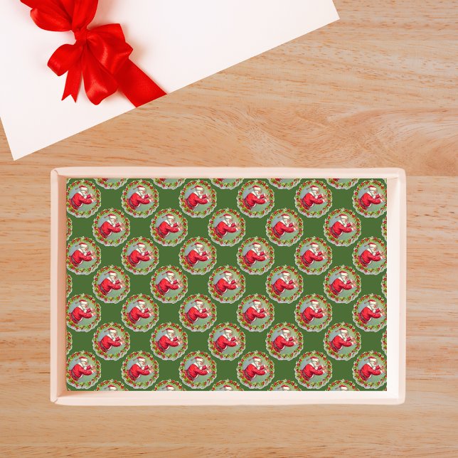 Santa in a Wreath Tissue Paper (Santa in a Wreath Tissue Paper)