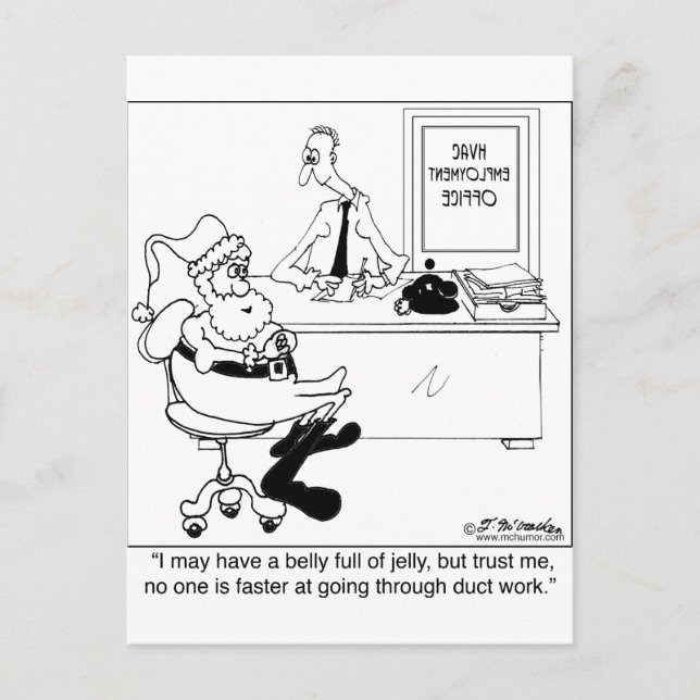 Santa in an Heating & Air Employment Office Holiday Postcard (Front)