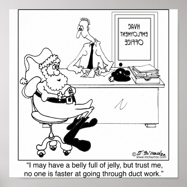 Santa in an Heating & Air Employment Office Poster (Front)