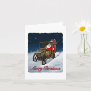Santa in an old delivery truck Merry Christmas Card