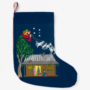 Santa in Australia has six white boomers Small Christmas Stocking
