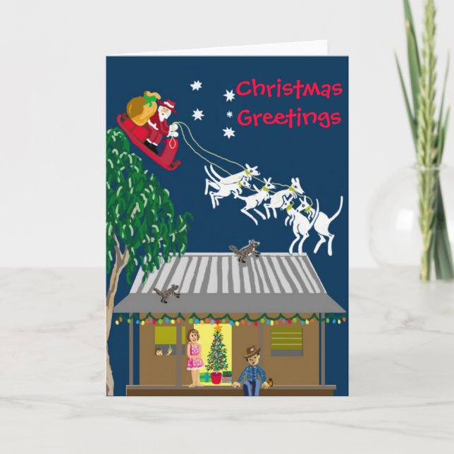 Santa in Australia Holiday Card (Front)