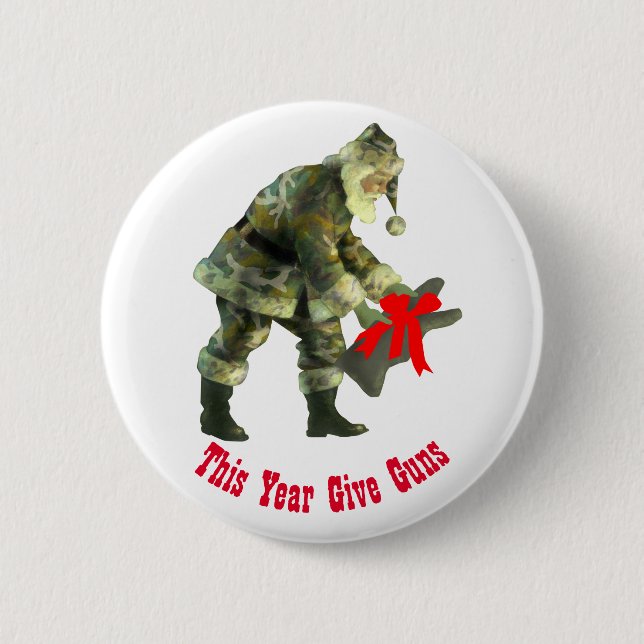 Santa in Camouflage 6 Cm Round Badge (Front)