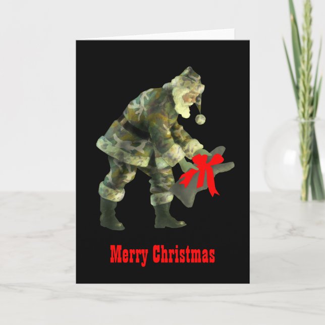 Santa in Camouflage Holiday Card (Front)