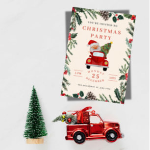 Santa in Car Christmas Party Invitation 