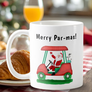 Santa in Christmas Golf Cart Coffee Mug