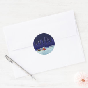 Santa in Christmas Night Classic Round Sticker