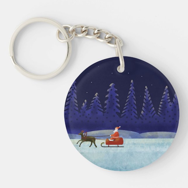 Santa in Christmas Night Key Ring (Front)